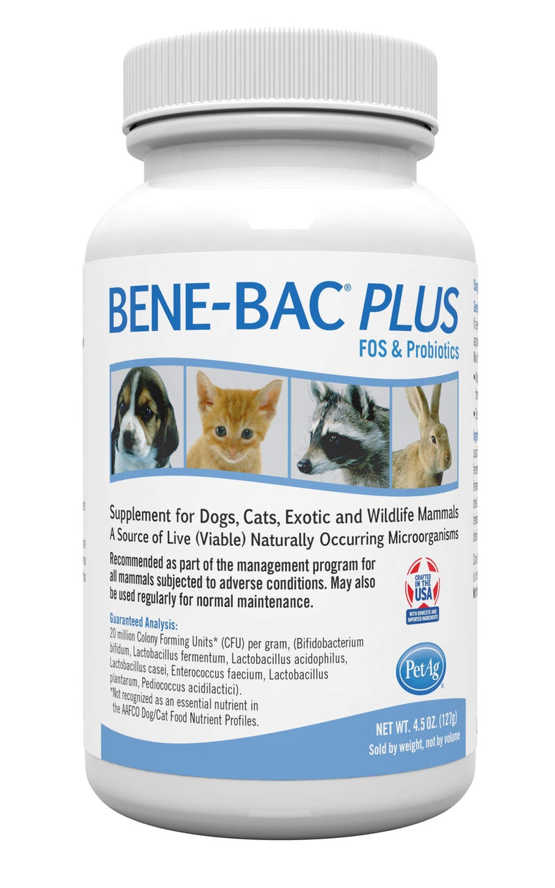 PetAg Bene-Bac Plus Pet Powder with FOS and Probiotics - Recommended for All Animals Subjected to Adverse Conditions - 4.5 oz - BeesActive Australia