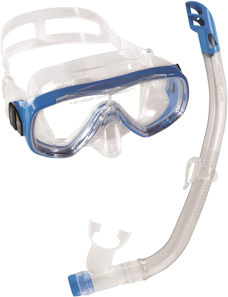 [AUSTRALIA] - Cressi Children Wide View Comfortable Snorkeling Set - Ondina & Top Jr: made in Italy Clear/Blue 