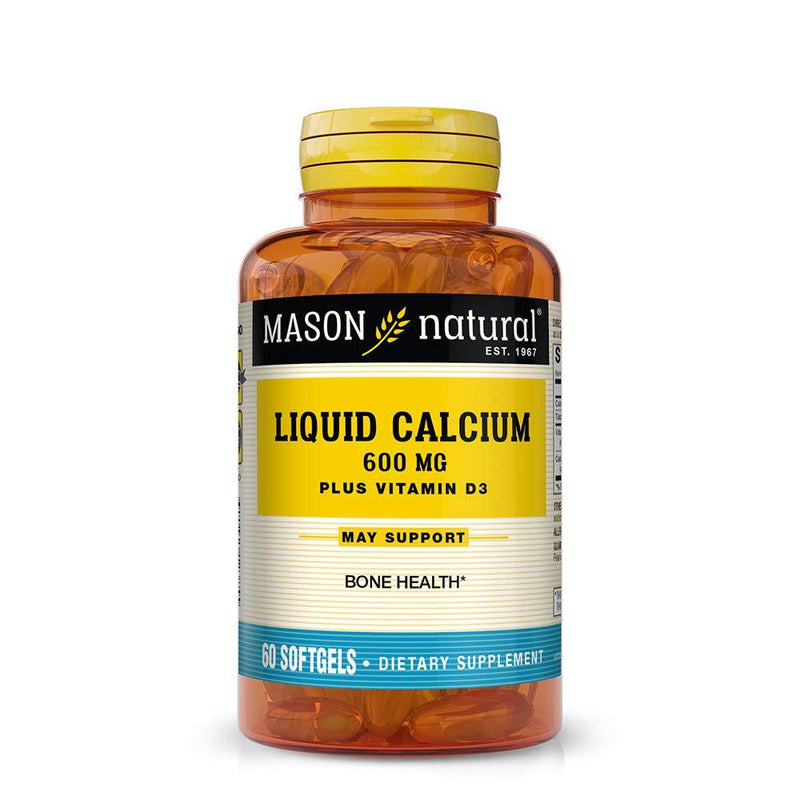 Mason Natural, Calcium Liquid 600 Mg with Vitamin D Softgels, 60-Count Bottles (Pack of 3), Dietary Supplement Supports Healthy Teeth, Bones, Joints and Colon Health - BeesActive Australia