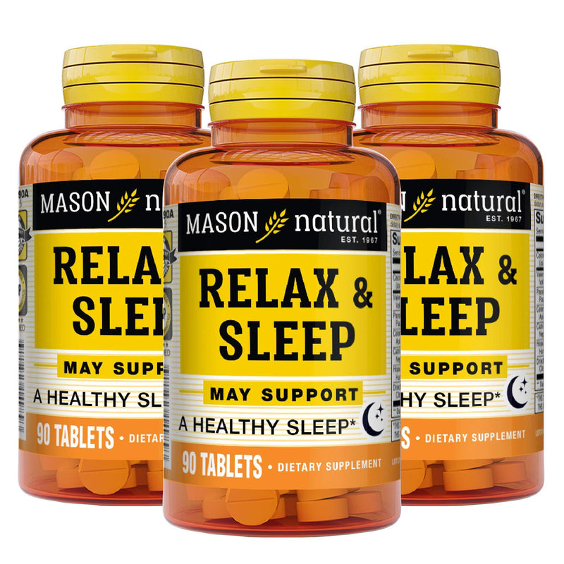 Mason Natural Relax & Sleep with a Natural Herbal Formula That Contains Valerian Root & Passiflora Extract Tablets 90-Count Bottles (Pack of 3) - BeesActive Australia