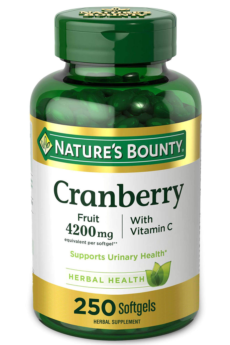 Cranberry Pills w/ Vitamin C by Nature's Bounty, Supports Urinary & Immune Health, 4200mg Cranberry Supplement, 250 Softgels 250 Count (Pack of 1) - BeesActive Australia