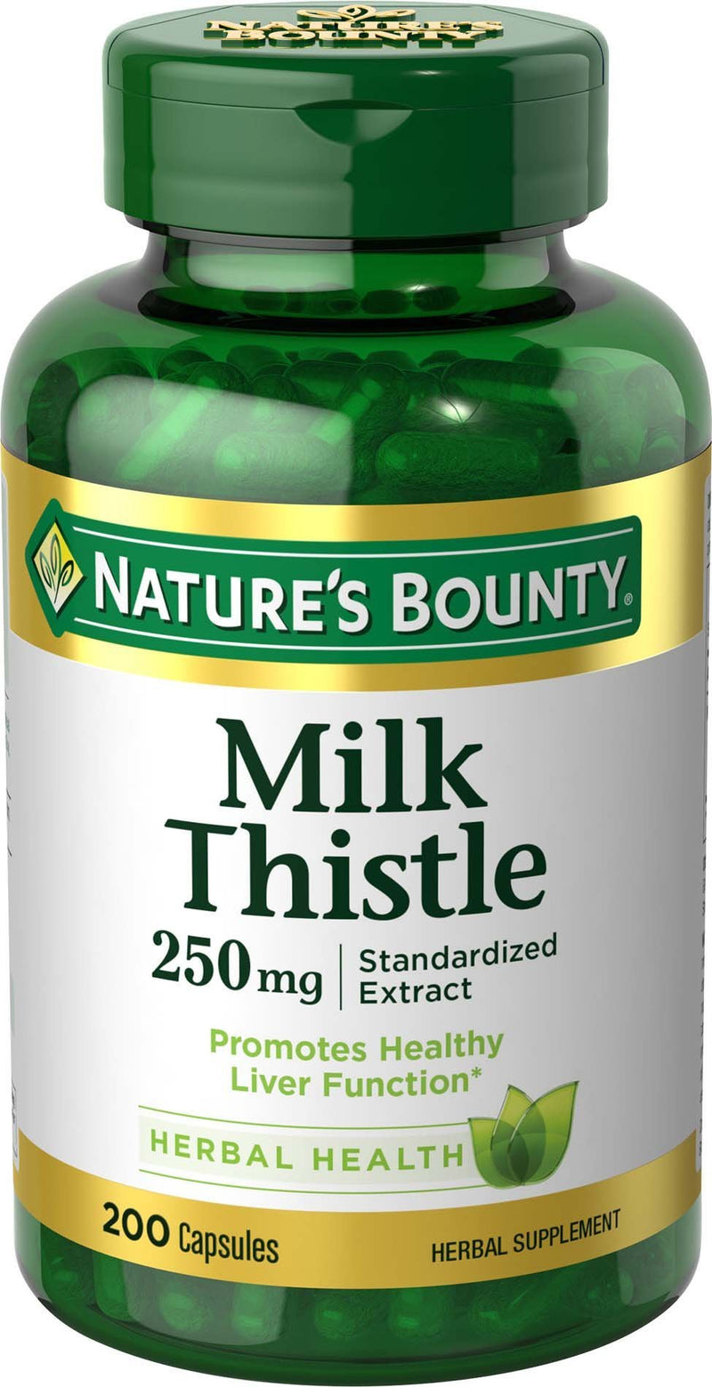 Nature's Bounty Milk Thistle Pills and Herbal Health Supplement, Supports Liver Health, 250mg, 200 Capsules - BeesActive Australia