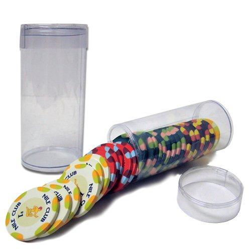 [AUSTRALIA] - Lot of 10 Brybelly Clear Plastic Poker Chip Tubes - Each Holds 25 Standard Poker Chips 
