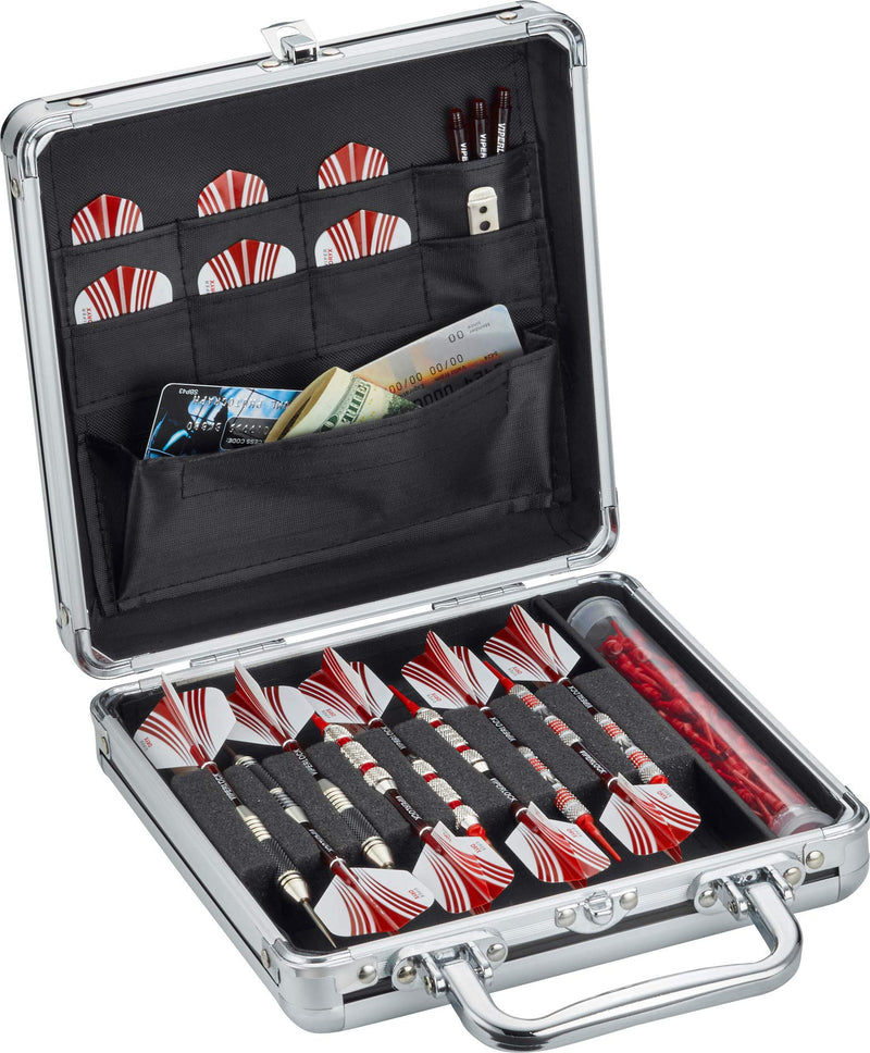 [AUSTRALIA] - Casemaster Ternion Aluminum Dart Carrying Case Holds 9 Darts, Steel Tip or Soft Tip with Flight Saving Space for Every Dart, 8 Pockets for Accessories with A Mega Pocket for Larger Items 