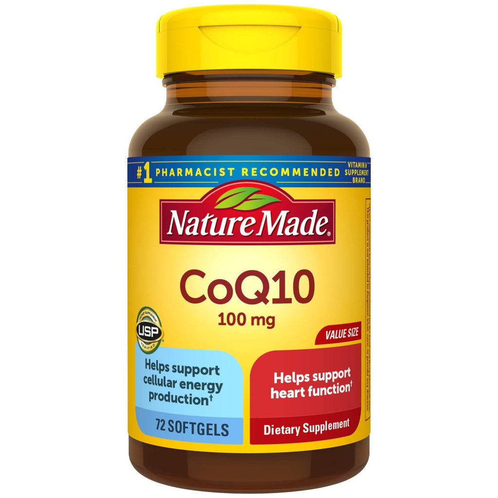 Nature Made CoQ10 100 mg Softgels, 72 Count Value Size for Heart Health and Cellular Energy Production 72 Count (Pack of 1) - BeesActive Australia