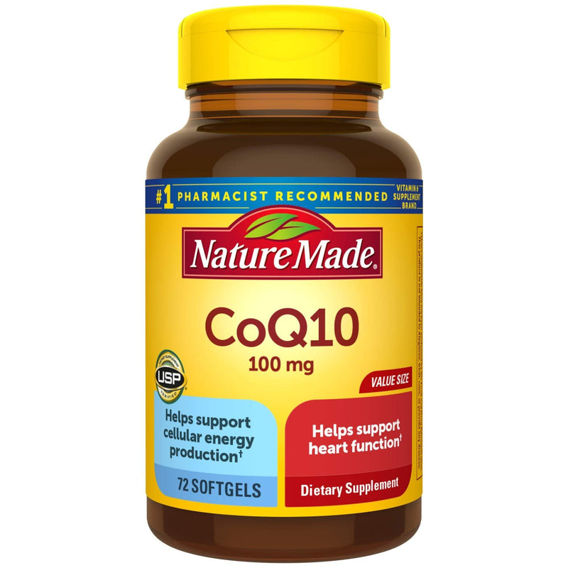 Nature Made CoQ10 100 mg Softgels, 72 Count Value Size for Heart Health and Cellular Energy Production 72 Count (Pack of 1) - BeesActive Australia