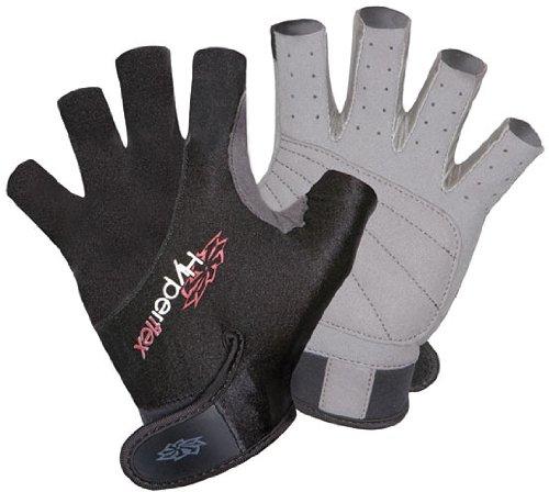 [AUSTRALIA] - Hyperflex 3/4 Finger Gloves – Helps Protect Hands - Kayak Gloves for Kiteboarding, Canoeing and Stand-Up Paddle-Boarding - Padded and Vented for Durability and Comfort - Adjustable Wrist Cinch Large Black 