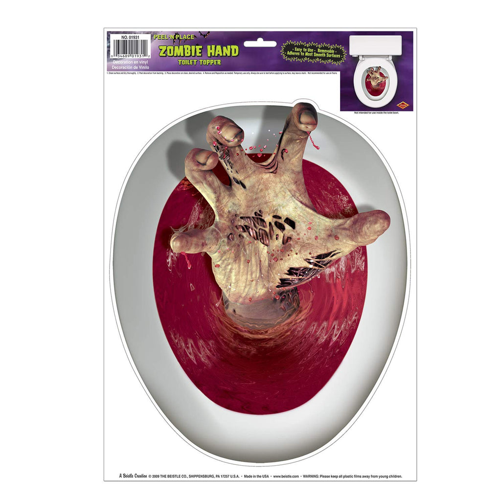 Zombie-Hand Peel 'N Place Toilet Topper Pkg of 1 - BeesActive Australia