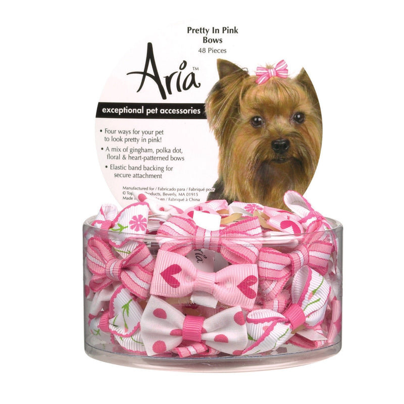 Aria Pretty In Pink Bows for Dogs, 48-Piece Canisters - BeesActive Australia