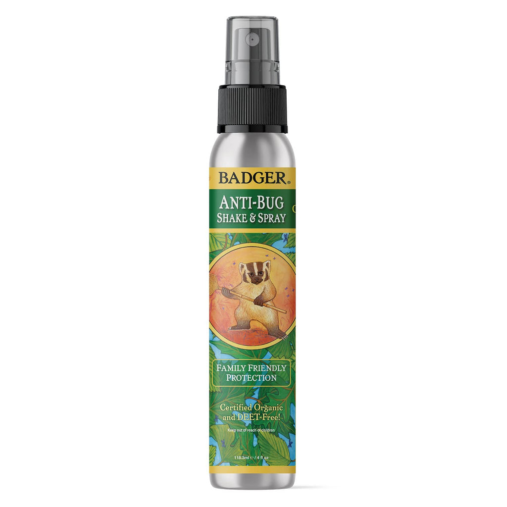 Badger - Anti-Bug Shake & Spray, DEET-Free Natural Bug Spray, Eco-Friendly, Certified Organic Mosquito Spray, Great for Kids, Insect Repellent, 4 Fl Oz - BeesActive Australia