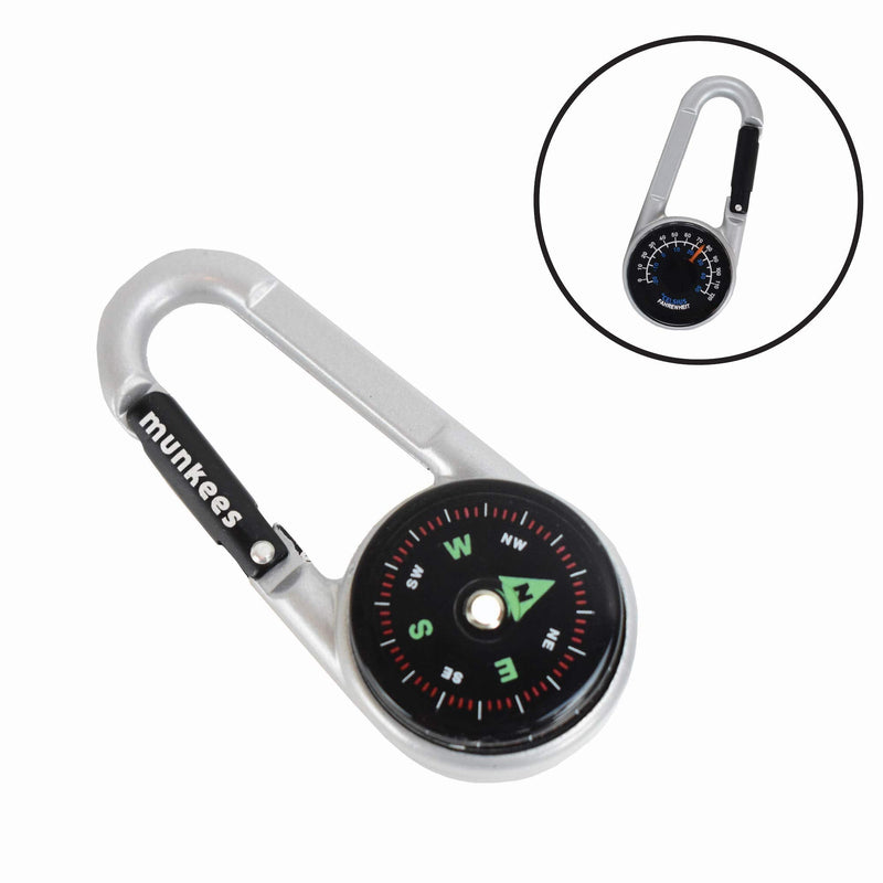 AceCamp Carabiner Compass and Thermometer, Small Pocket-Sized Waterproof Gear, Mini Clip for Camping, Survival Tool, Emergency Kit, Hiking, Backpacking - BeesActive Australia