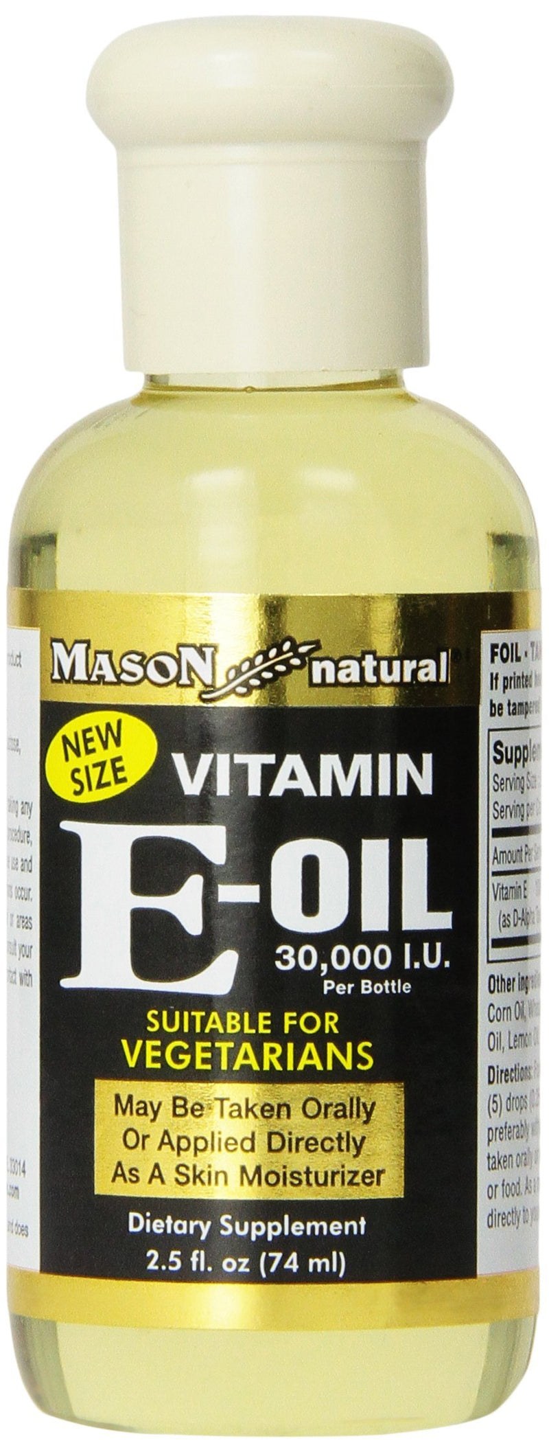 Mason Natural, Vitamin E Oil, 30000 iu, 2.5-Ounce, Suitable For Vegetarians, Use Topically to Help Moisturize Dull, Dry Skin or Take as Dietary Supplement for Antioxidants and Anti-Aging Benefits - BeesActive Australia