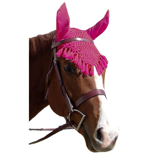 Intrepid International Fancy Crochet Fly Veil, Horse Size Red - BeesActive Australia