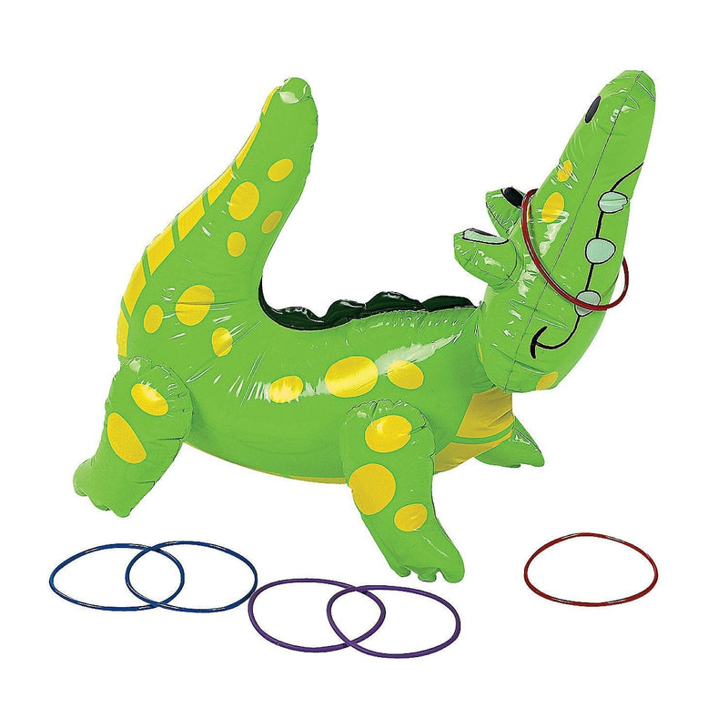 [AUSTRALIA] - Fun Express Inflatable Alligator Ring Toss Game (Includes 6 Rings) Party Games and Activities for Kids 1 