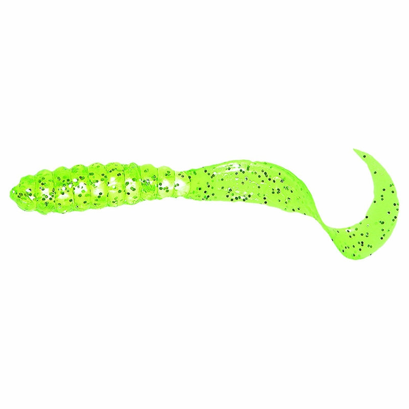 [AUSTRALIA] - Mister Twister 3-Inch Meenie Lure-Pack of 20 (Chartreuse/Silver Flakes) 