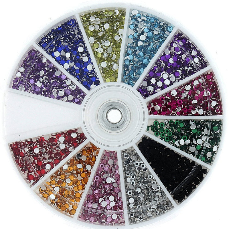 Nail Art MoYou Rhinestone Pack of 1200 Crystal Premium Quality 2mm Gemstones in 12 different colors, beauty accessory for women nails, fun and easy to apply with top coat or nail glue! - BeesActive Australia