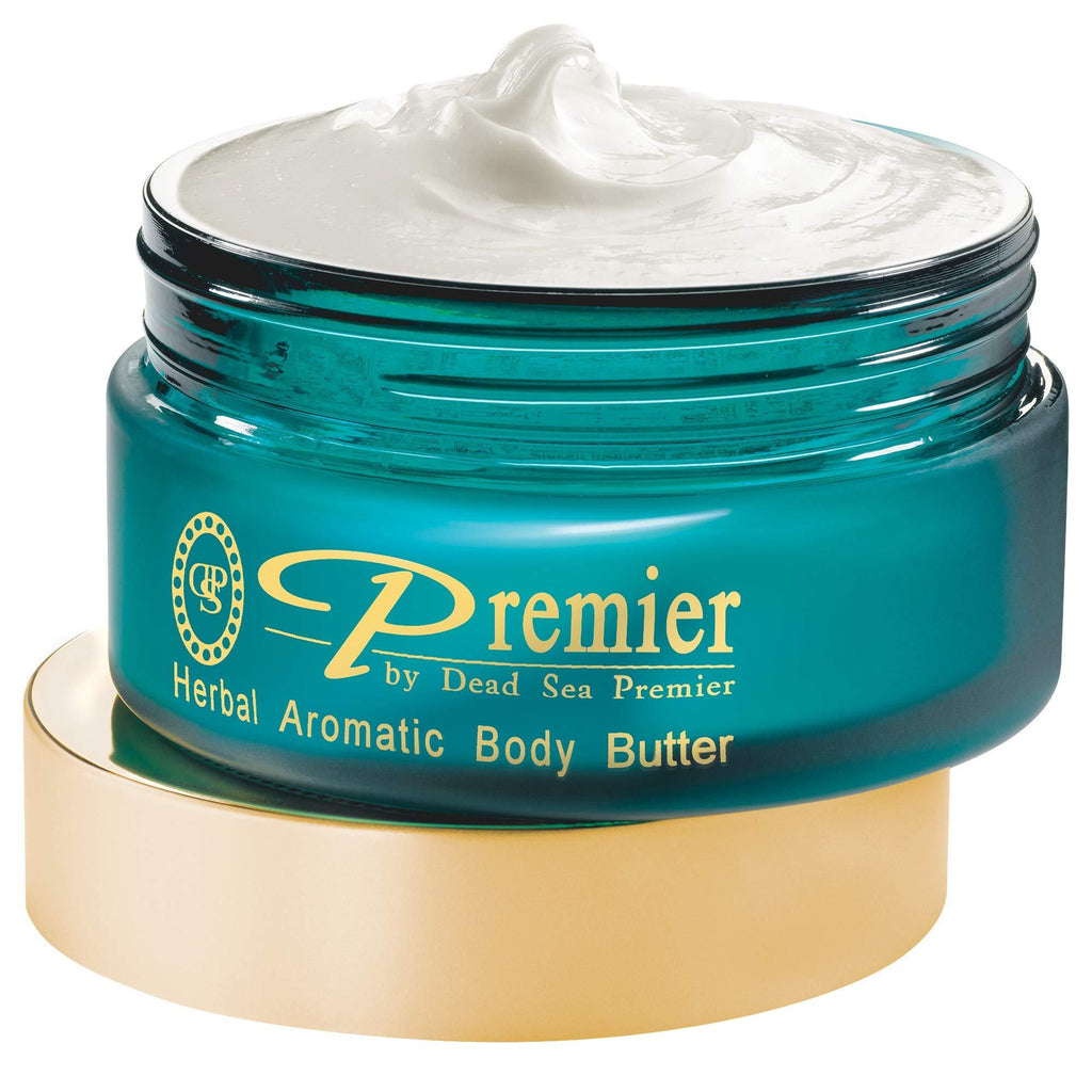 Premier Dead Sea Aromatic Body Butter- Herbal, anti aging skin care, moisturizer, hydrating shea butter, stretch mark cream, firming, age spots, neck & Décolleté, lightweight & silky, 5.95Fl.oz - BeesActive Australia