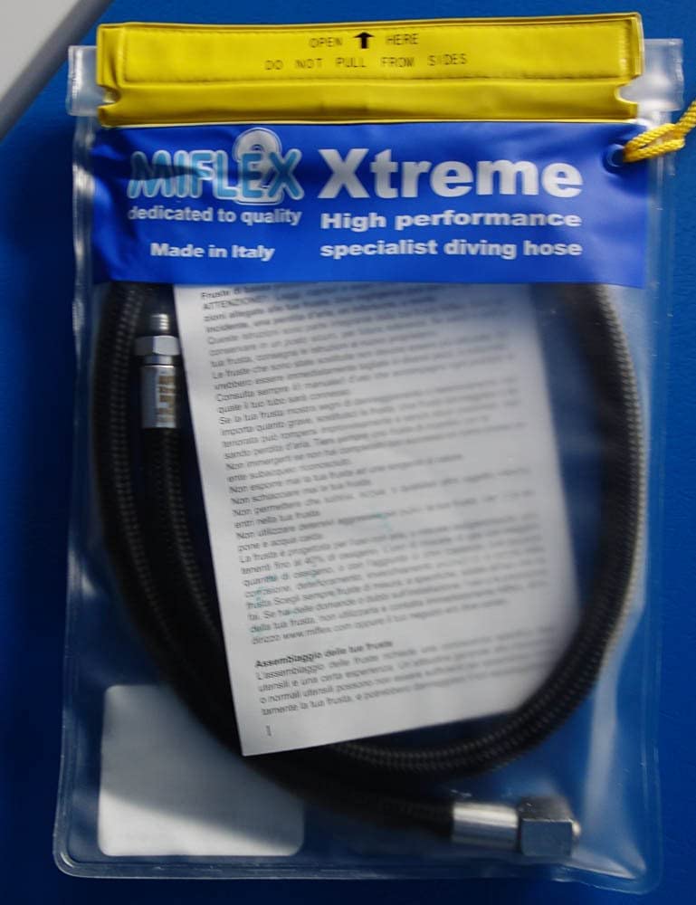 XS Scuba Miflex Low-Pressure Braided Hose Black 6" - BeesActive Australia