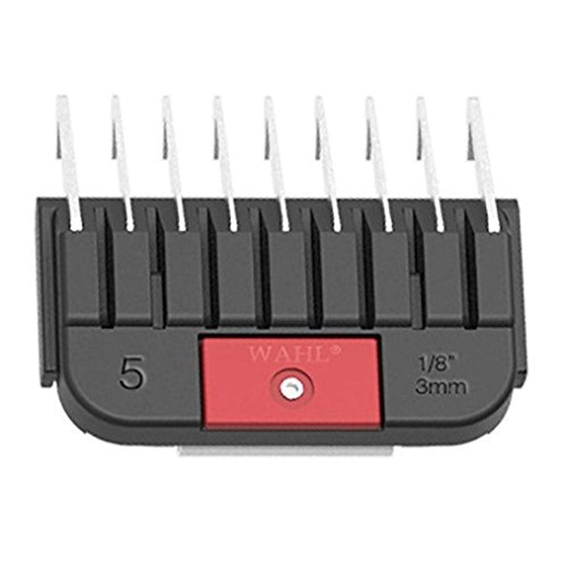 Wahl Professional Animal Stainless Steel Attachment Guide Comb for Wahl Detachable Blade Pet Clippers #5, 1/8-Inch Cut Length (#3371-100), Stainless Steel, Black, and Red - BeesActive Australia