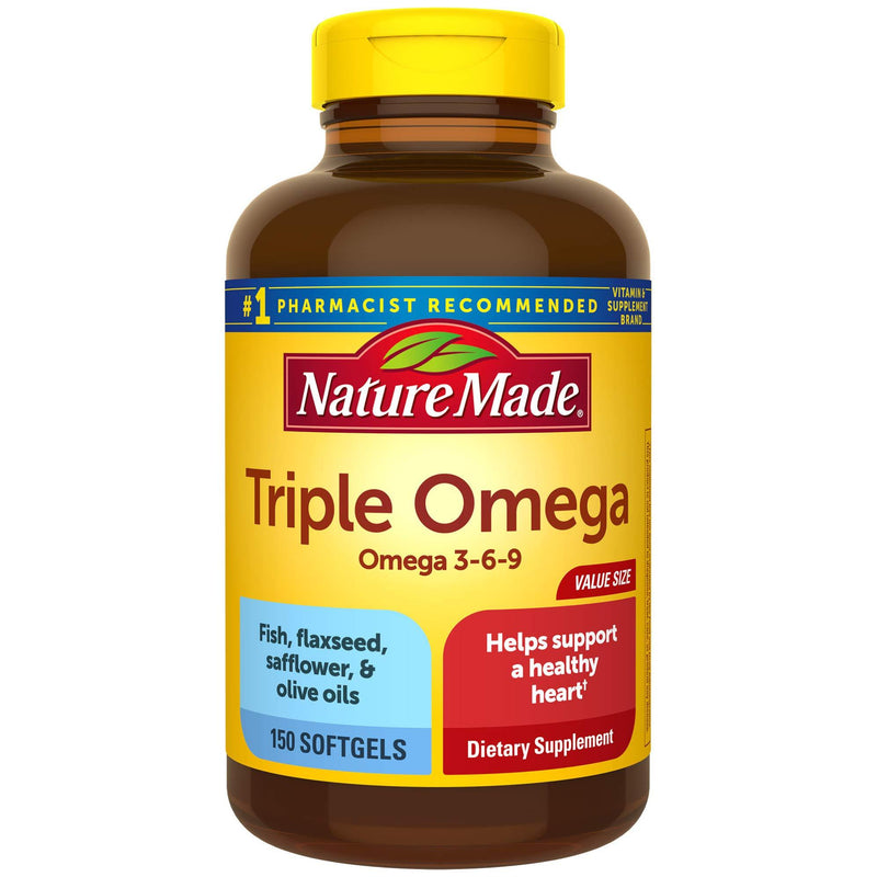 Nature Made Triple Omega 3-6-9, 150 Softgels Value Size, Omega Supplement For Heart Health - BeesActive Australia