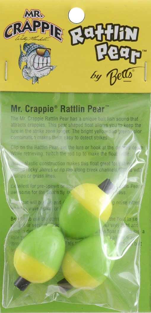 [AUSTRALIA] - Mr Crappie RP78P-3YG Rattlin Round and Pear Floats, 7/8-Inch, 3-Pack, Yellow/Green 