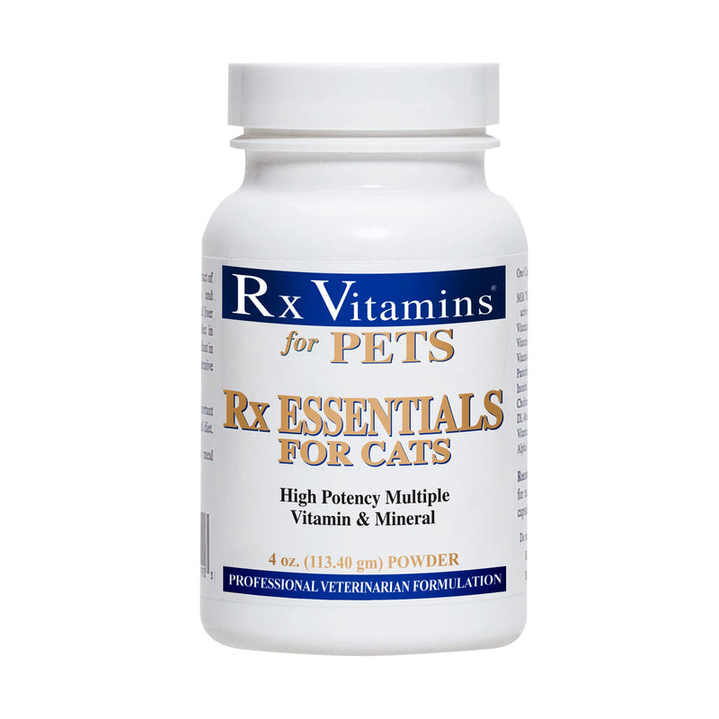 Rx Vitamins Essentials for Cats - Vitamin & Mineral Multivitamin Supplement - Add to Wet or Dry Cat Food - Powder 4 oz - BeesActive Australia