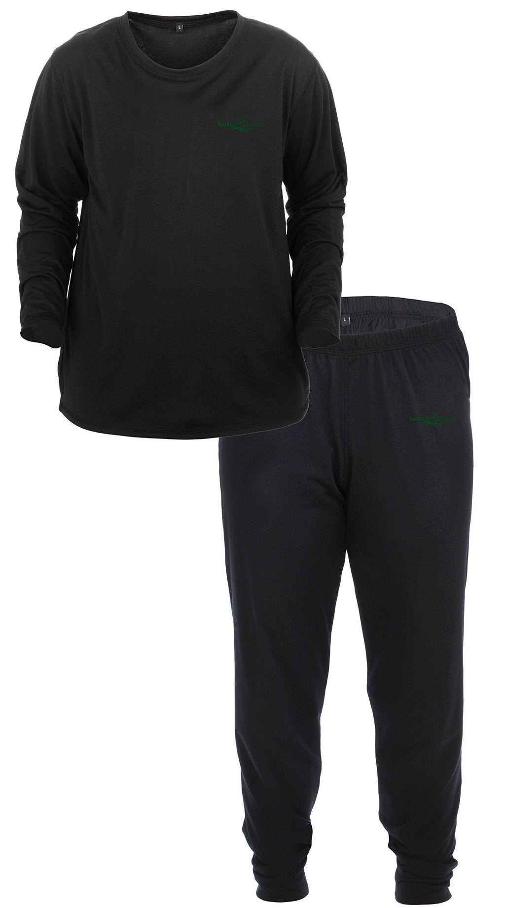 Lucky Bums Kid's Base Layer Top and Bottom X-Small Black - BeesActive Australia