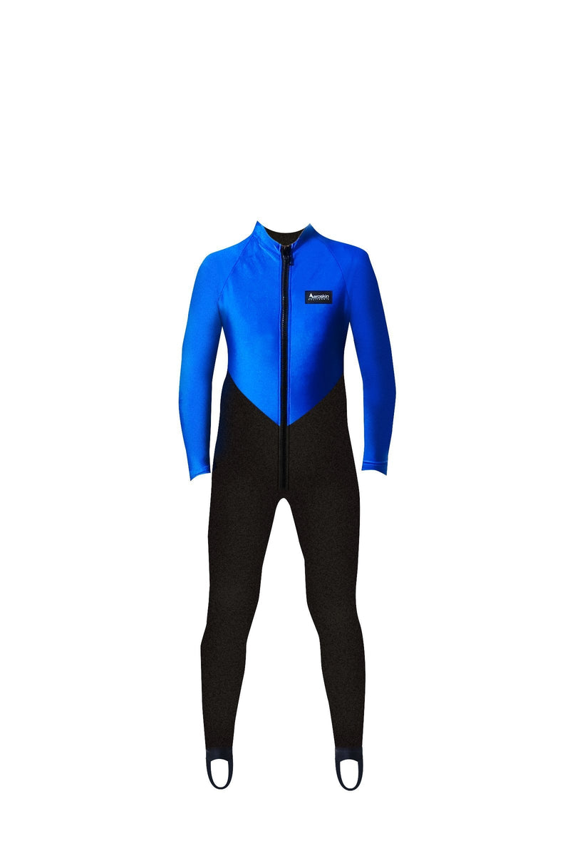 [AUSTRALIA] - Aeroskin Kids Lycra Full Body Suit Kids-4 (34-41 Kg) Black/Blue 