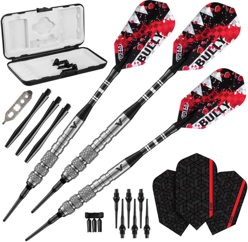 [AUSTRALIA] - Viper Bully 80% Tungsten Soft Tip Darts with Storage/Travel Case, 18 Grams Medium Knurling 