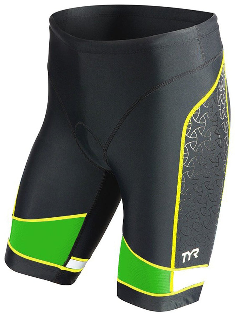 [AUSTRALIA] - TYR Men's 7" Competitor Triangle Shorts Black/Green/Yellow X-Large 