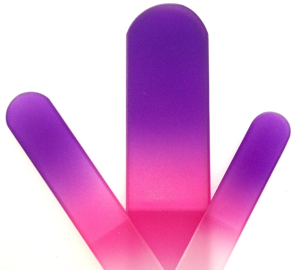 3 Crystal Glass Nail Files Manicure Set Purple/Pink - Small, Medium & Pedicure File - BeesActive Australia
