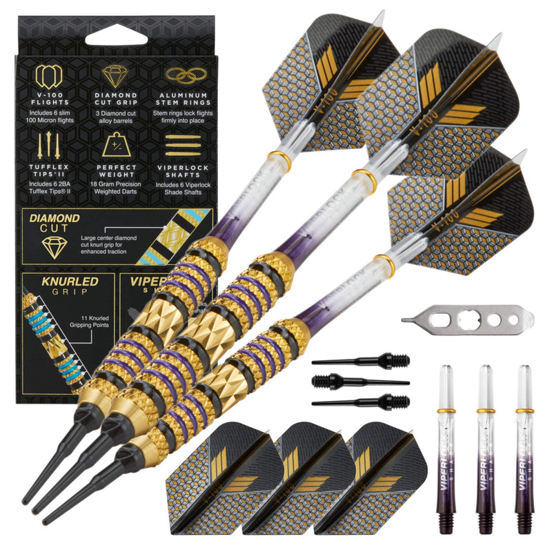 [AUSTRALIA] - Viper Wizard Soft Tip Darts, 18 Grams Purple Rings 