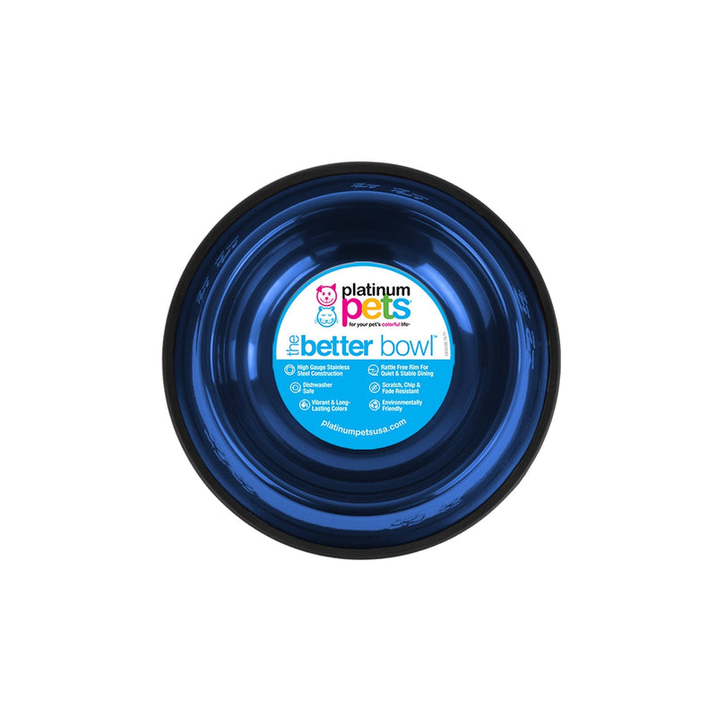 Platinum Pets Embossed Non-Tip Stainless Steel Cat/Dog Bowl Medium Sapphire Blue - BeesActive Australia