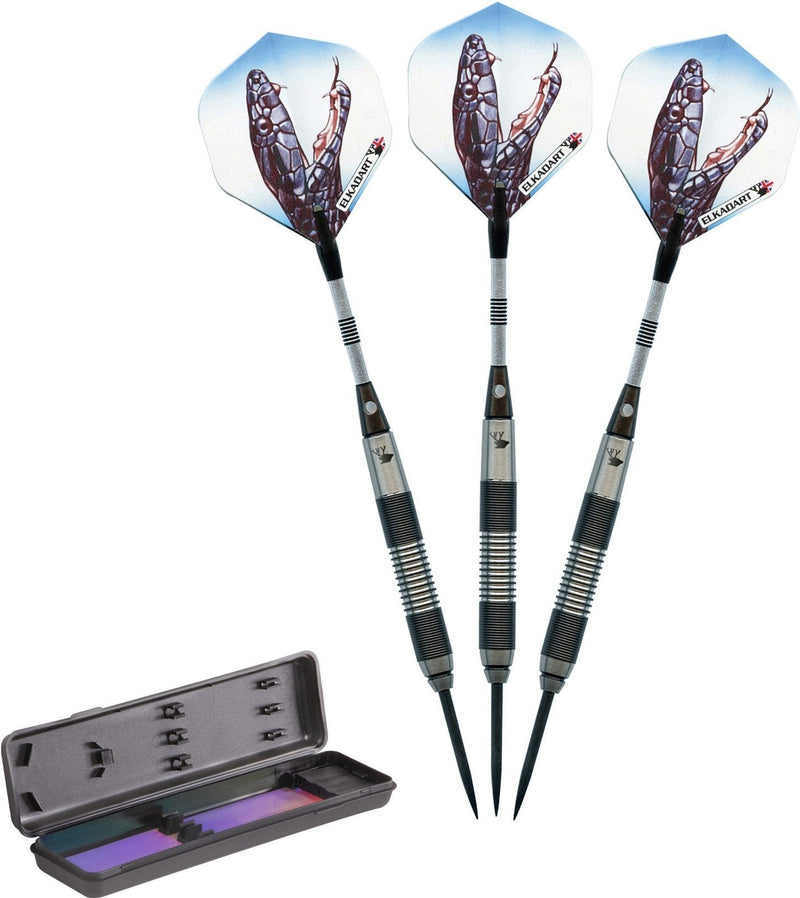 [AUSTRALIA] - Elkadart Black Mamba 80% Tungsten Steel Tip Darts with Storage/Travel Case 24 Grams 