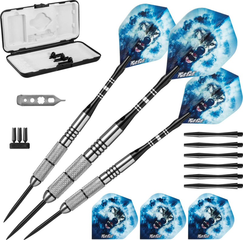 [AUSTRALIA] - Fat Cat Predator 80% Tungsten Steel Tip Darts with Storage/Travel Case, 23 Grams 