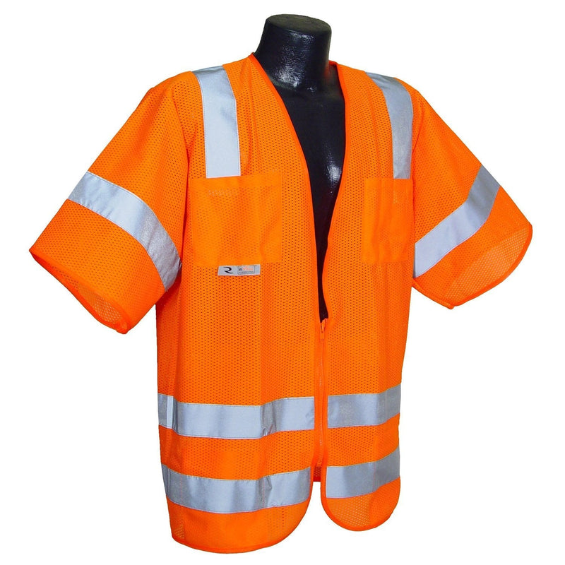 [AUSTRALIA] - Radians SV83OML Class 3 Standard Mesh Safety Vest with Short Sleeves, Large, Orange 