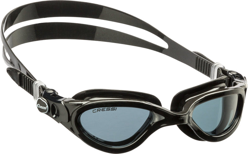 [AUSTRALIA] - Cressi Adult Comfortable Silicone Swimming Goggles for Indoor Pool and Outdoor Use | Flash: Made in Italy Tinted Lens Black/Black 