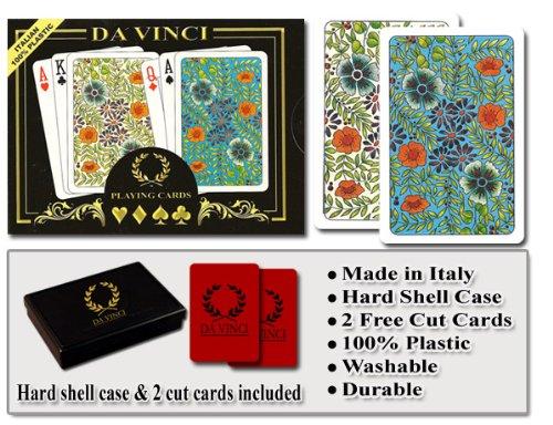 [AUSTRALIA] - DA VINCI Fiori, Italian 100% Plastic Playing Cards, 2-Deck Bridge Size Small Print Regular Index Set 