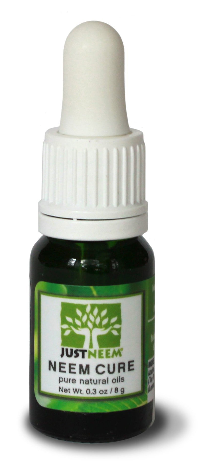 JustNeem Neem Cure Oil - Natural - Best on Acne, Psoriasis, Eczema, Rosacea, Cold Sores, Fungal Infections, Bug and Spider Bites and other Skin Irritations. With Dropper Cap Applicator. - 0.3 oz - BeesActive Australia