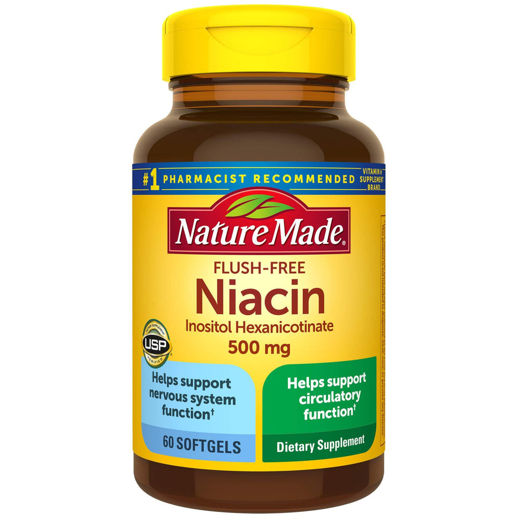 Nature Made Niacin 500mg Flush-Free, 60 Softgels, Helps Support Nervous System Function - BeesActive Australia