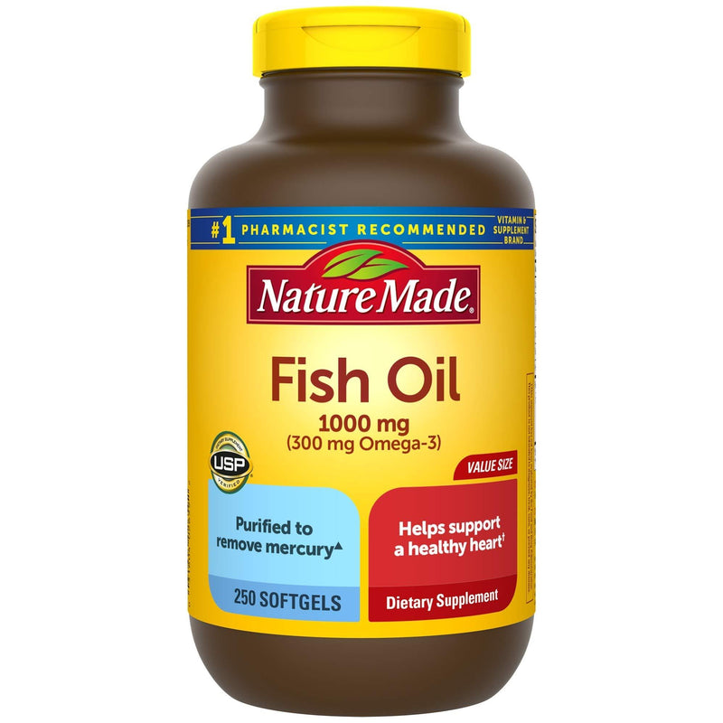 Nature Made Fish Oil 1000 mg, 250 Softgels Value Size, Fish Oil Omega 3 Supplement For Heart Health 250 Count (Pack of 1) - BeesActive Australia