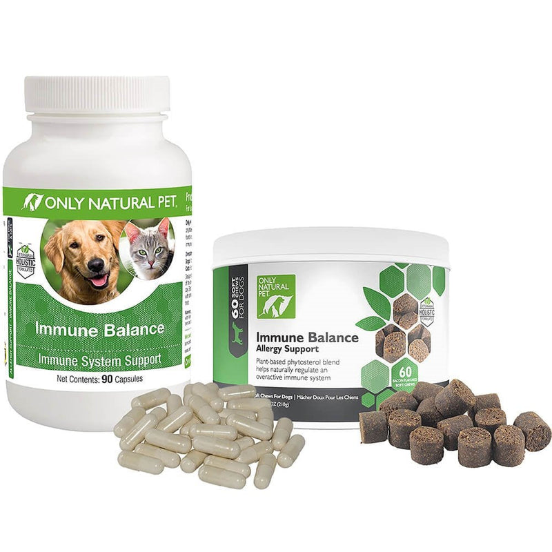 Only Natural Pet Immune Balance for Immune Support - Holistic Vitamin Dietary Supplement Formula for Dogs or Cats - Made in The USA Powder Filled Capsules 90 Capsules - BeesActive Australia