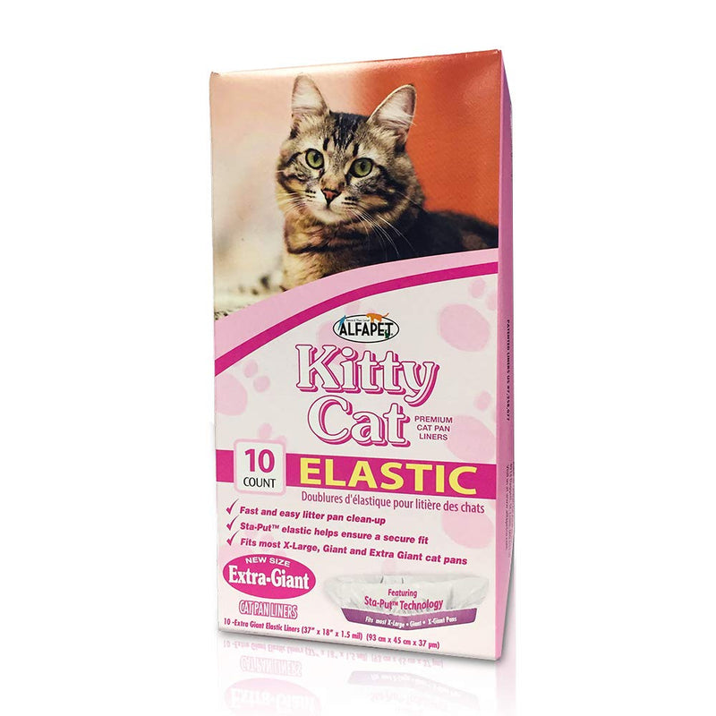 Alfapet Kitty Cat Pan Disposable, Elastic Liners- 10-Pack-For Large, X-Large, Giant, Extra-Giant Size Litter Boxes- With Sta-Put Technology for Firm, Easy Fit- Quick + Clever Waste Cleaners Jumbo - BeesActive Australia
