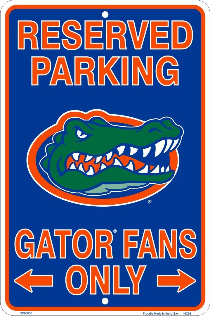 HangTime Florida Gators Fans Reserved Parking Sign Metal 8 x 12 Embossed - BeesActive Australia