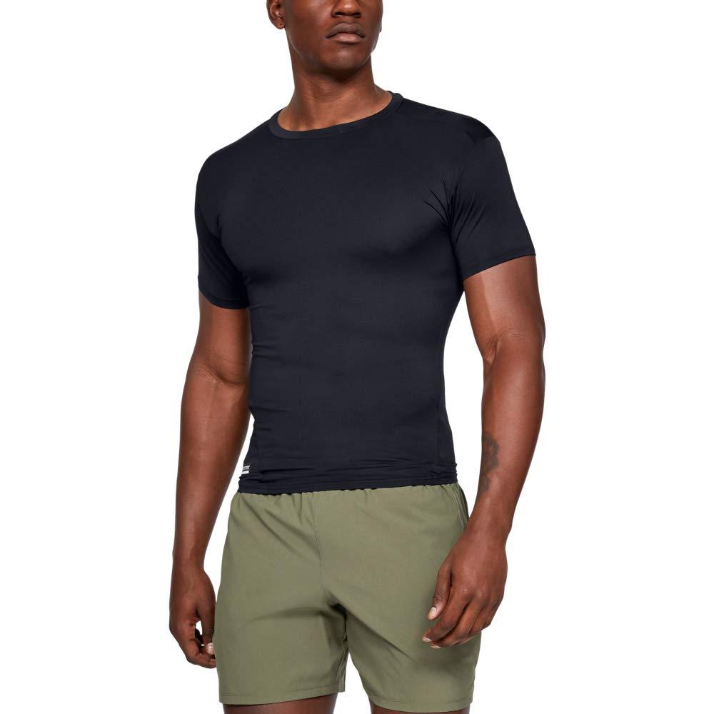 Under Armour Mens Tac Heatgear Compreshort Sleeveion Tee Large Black (001)/Clear - BeesActive Australia