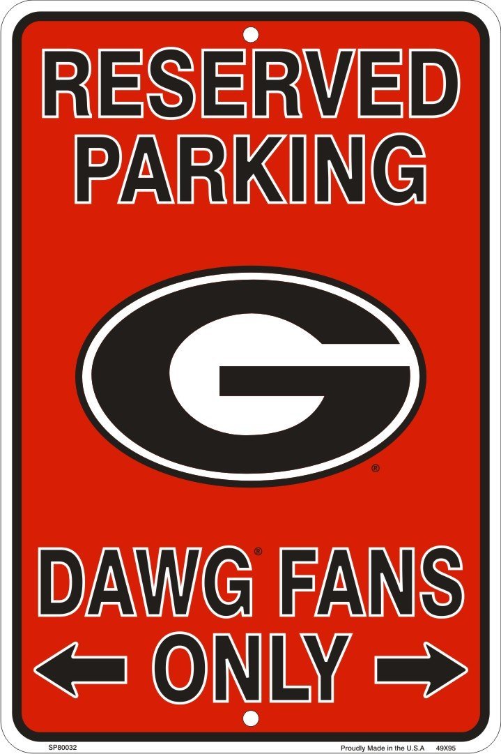 HangTime Georgia Bulldogs Fans Reserved Parking Sign Metal 8 x 12 Embossed - BeesActive Australia