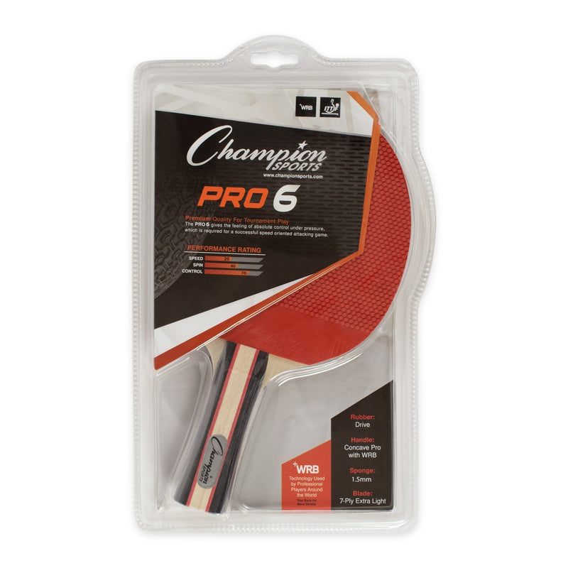 [AUSTRALIA] - Champion Sports Pro Series Rubber Face Table Tennis Paddle - Multiple Speed Ratings Spin Speed Control Rating (2-4-7) 