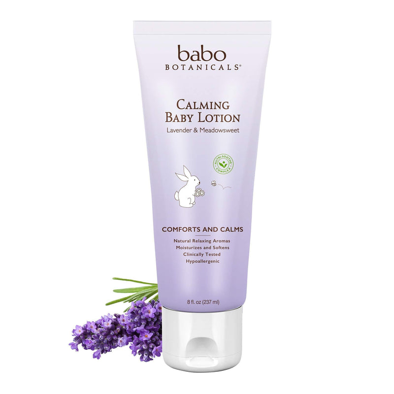Babo Botanicals Calming Lotion with French Lavender and Organic Meadowsweet, Non-Greasy, Hypoallergenic, Vegan, for Babies, Kids or Sensitive Skin - 8 oz. Cranberry 8 Fl Oz (Pack of 1) - BeesActive Australia