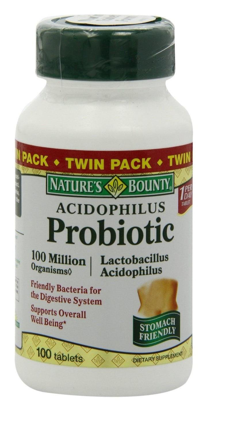 Acidophilus Probiotic by Nature's Bounty, Dietary Supplement, For Digestive Health, Twin Pack, 200 Tablets 100 Count (Pack of 2) - BeesActive Australia