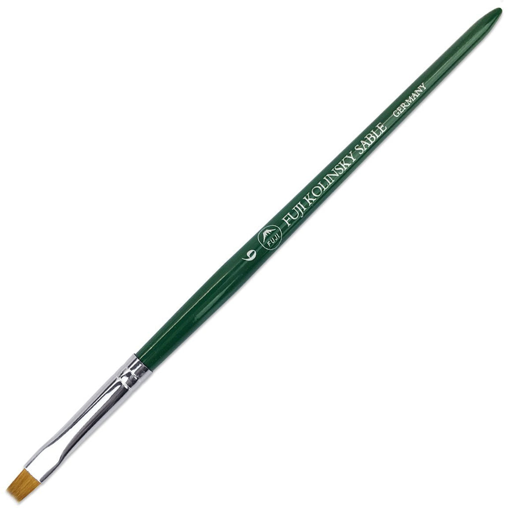 Fuji Kolinsky Sable Brush (Short Flat Shaped, Green Handle) Size # 6 - BeesActive Australia